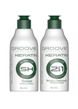 Aloe Vera Keratin  Utilisation Obrigatoire Post-chimie 2x300ml - Groove Beautecombeleza.com